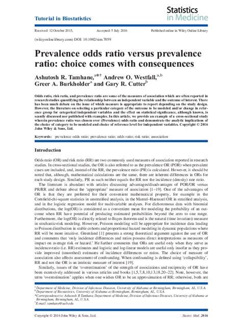 Prevalence Odds Ratio versus Prevalence Ratio: Choice Comes .